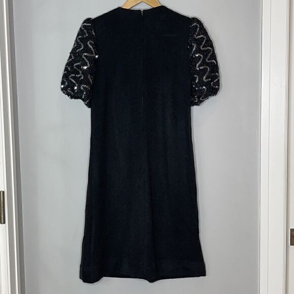 Vintage 80’s Leslie Fay Sequin Puff Sleeve Midi Dress - Picture 2 of 12